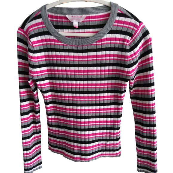 $ASO Sylvies Chicago Fire. Y2K.  Ribbed striped over. Barbie pink,white black - Picture 1 of 6